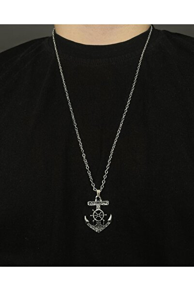 AB Takı Men's Necklace 3 Pieces Wolf Navigator and Iskand导航 Compass Figure