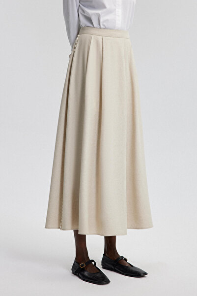 Touché Privé PEARL DETAILED LINEN SKIRT