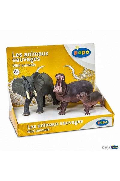 Toys PAPO WILD ANIMAL SET ELEPHANT, HIPPO AND HIPPO BABY