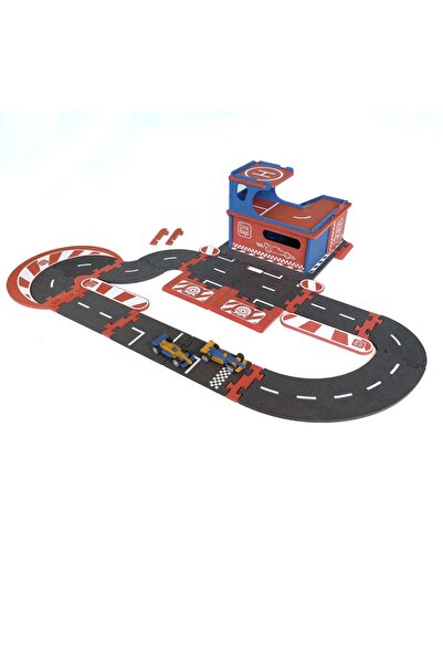 Croc toys Set de constructie Garaj modular cu pista si 2 masini de curse, Croc toys, editie pentru timp liber