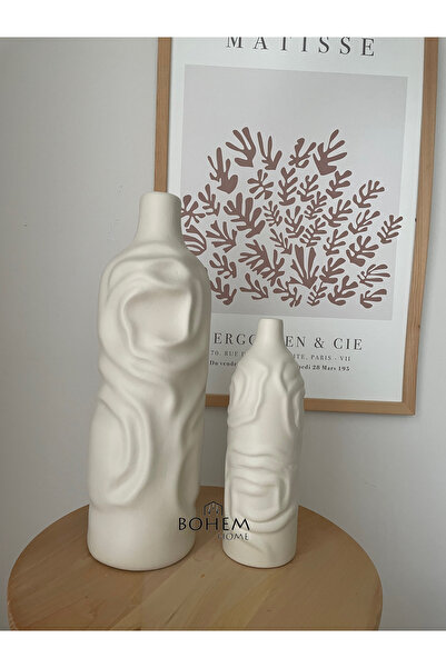 Home Seramik bej 2 li Gül vazo seti (muadil marka)