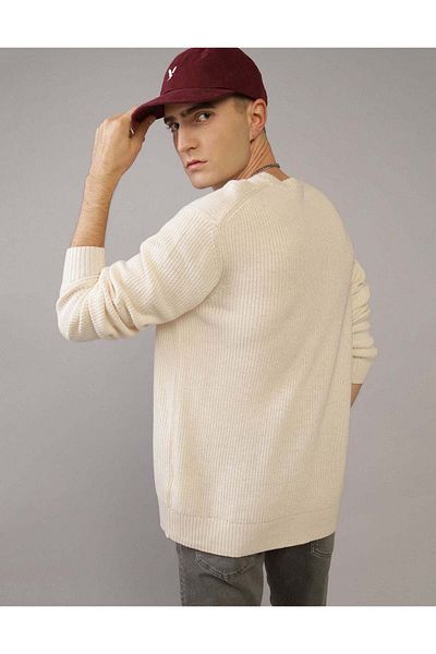 AMERICAN EAGLE Ae Waffle Crew Neck Sweater