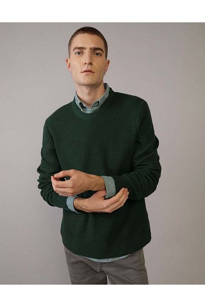 AMERICAN EAGLE سترة AE Waffle Crew Neck