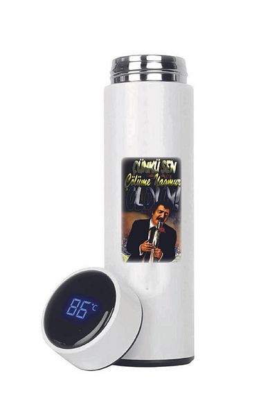 DKDZ SHOP Müslüm Baba Printed Steel Thermos with Indicator 450ml.-012
