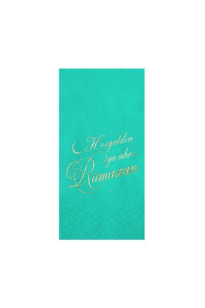 Story 33X33 cm Gold Foil Welcome Ya City-I Ramadan 16-Pack 1/8 Fold Turquoise Colored Paper Napkins