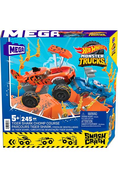 mattel Hot Wheels Monster Truck Mega Set Constructie Cursa Tiger Shark Chomp