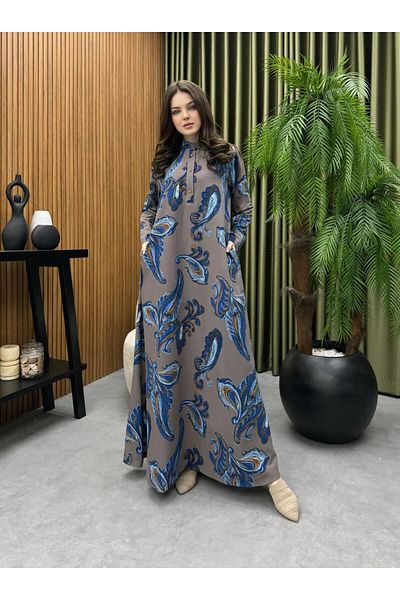 Cardella Φόρεμα με μοτίβο Oversize Λινό Φόρεμα Hijab Συμβατό με λινό υφαντό φόρεμα (ΕΠΙΛΕΞΤΕ 1 ΜΕΓΕΘΟΣ ΜΙΚΡΟΤΕΡΟ)