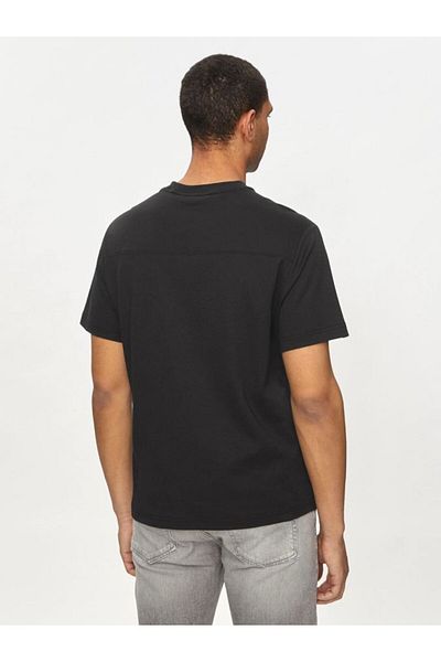 Calvin Klein Tricou negru casual pentru bărbați cu mânecă scurtă, cu logo-ul mărcii, cu gâtul turn, K10K 113105 -BEH