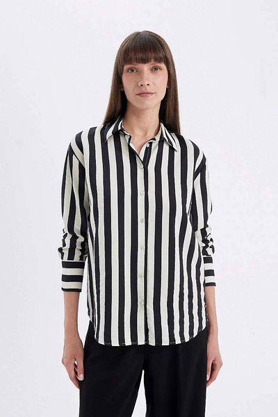 DeFacto Übergroßes, breites, gestreiftes Langarmshirt D4511ax24au