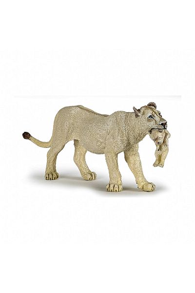 Papo White Lioness With Cub Figurine
