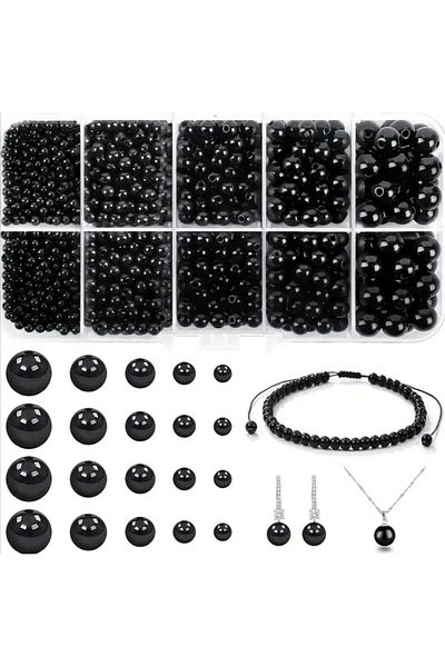 yiğit aksesuar Black Luxury Pearl Set Bracelet Necklace Jewelry Making Supplies