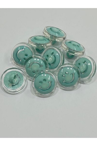 karantuhafiye Baby Button / Smiley Face Model / 10 Pcs Turquoise
