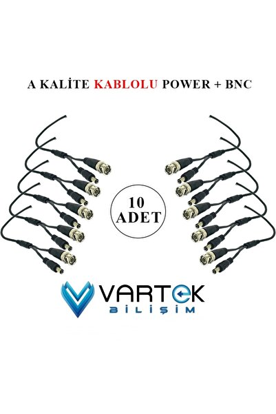 CCTV 10 Adet Kablolu Hazır Bnc +power Jack Konnektör