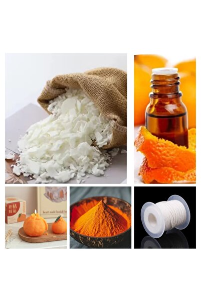 DOĞAN MUM 250 Gr soya wax + Portakal esansı 10ml + Turuncu boya + 10mt mum fi...