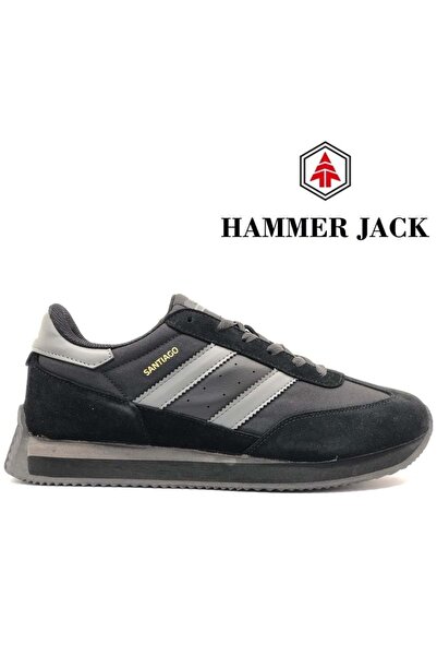 Hammer Jack 101-24985-M Santiago Deri Sneaker Erkek Spor Ayakkabı SİYAH-FÜME
