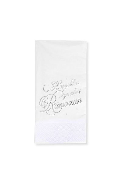 Story 33X33 cm Silver Foil White Color Welcome Ya City-I Ramadan Paper Napkin