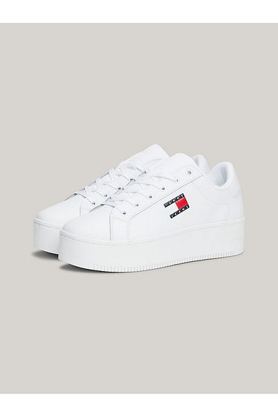 Tommy Hilfiger Dámske topánky s logom značky na platforme, štýlové biele tenisky vhodné na bežné nosenie En0en02518-