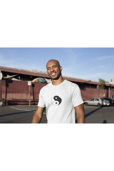 MG Yin Yang Printed Men's Crewneck Cotton Oversize Short Sleeve T-Shirt