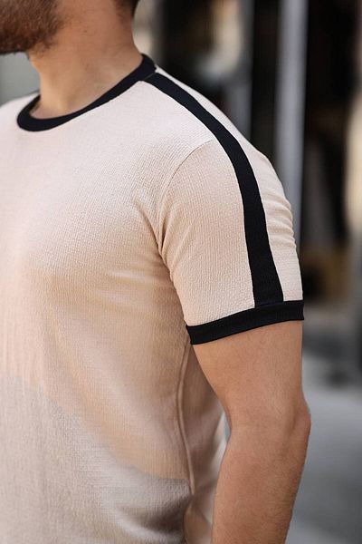 CAN Crew Neck Piece Wrapped Fabric Tshirt