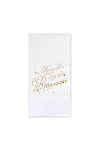 Story 33X33 cm Gold Foil Welcome Ya City-I Ramadan 16-Pack 1/8 Fold White Colored Paper Napkins