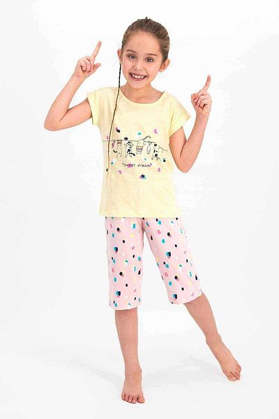 ROLY POLY Light Yellow Girl's Capri Set - Rolypoly Sweat Dream