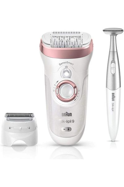 Braun Ses ,Braun Silk- Sensosmart - Wet & Dry Epilator With 4 Extras Incl. Trimmer + Pouch, White,