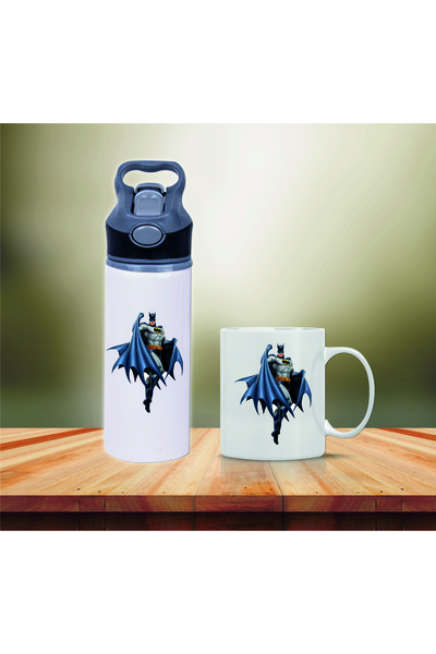 DKDZ SHOP كوب ووعاء معدني مطبوع من باتمان مع شفاطة-002