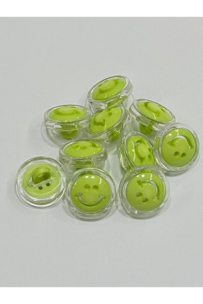 karantuhafiye Baby Button / Smiley Face Model / 10 Pcs Peanut Green