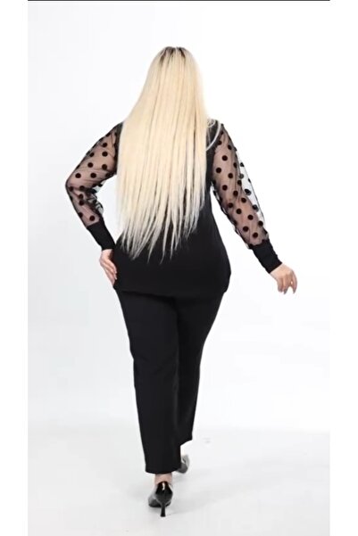 Te&Te Γυναικεία μπλούζα με μανίκια από τούλι πουά βισκόζη