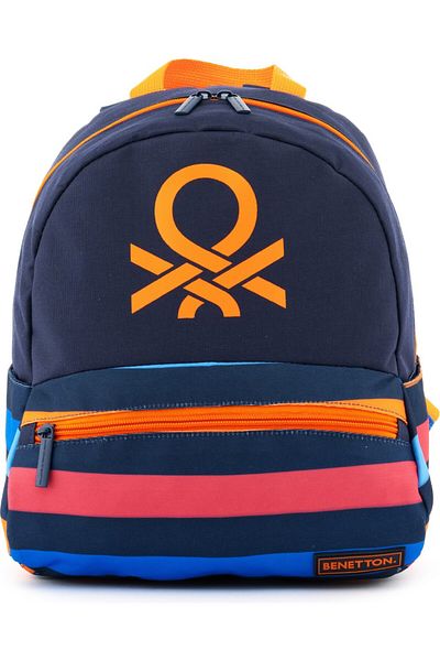 United Colors of Benetton Striped and Iconic Logo Printed Kindergarten Bag for Boy