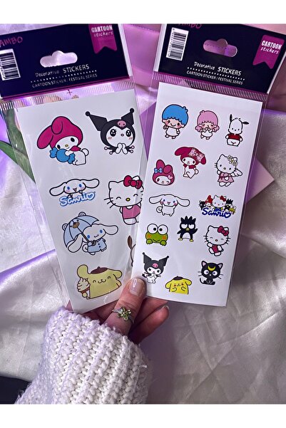 SANRIO 2 PAKET  sanrıo karakterli sticker seti ,kuromi hello kitty stixker