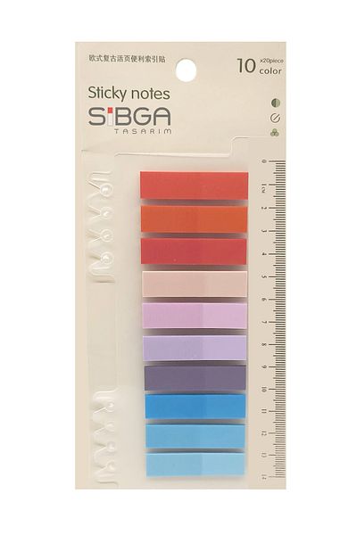 sibga tasarım Transparent Colored Post-It Note Paper - 200 Sheets Bookmark Sticker