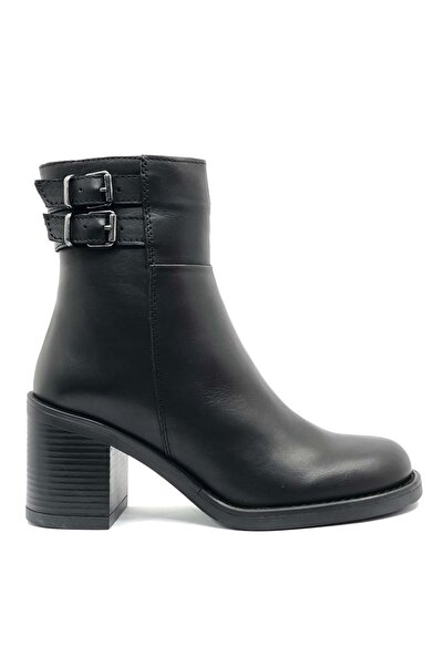 Greyder Women's Black Genuine Leather Heeled Boots 4K2Tb59154