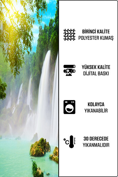 Home Waterfall Patterned 3D Digital Printed 2 Wings Background Curtain Living Room Hall Background Curtain