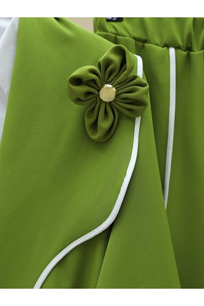 Modamorfo F.Green Belted and Ribbed Trousers Set