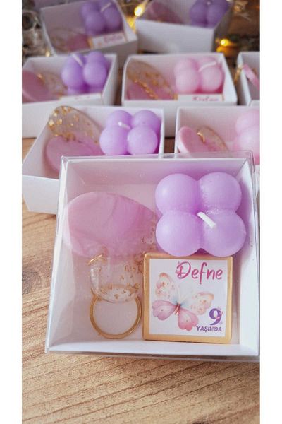 sevgiliatolyemm mutluluk getirmesi dileğiyle Boxed Chocolate (with Candle and Key Chain Gift) 10 Pieces Baby Birthday Baby Shower Gift
