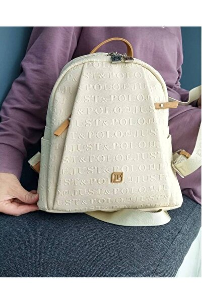 Just Polo Women's 9 Compartment Embossed Printed Backpack