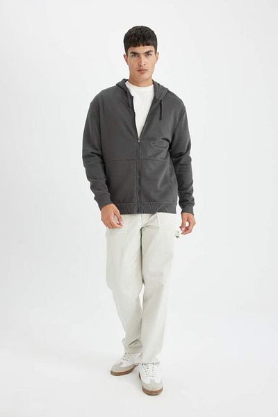 DeFacto Comfortable Fit Hooded Soft Feather Zip-Up Sweatshirt - D2323Ax24Au