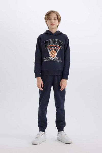 DeFacto 2-teiliges Set für Jungen – Kapuzenpullover, bedrucktes Sweatshirt und elastische Jogginghose B0410a824cw