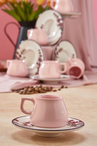 Babion Lavender Pattern 12-Piece Luxury Ceramic 6-Person Coffee Cup Set, Coffee Cup