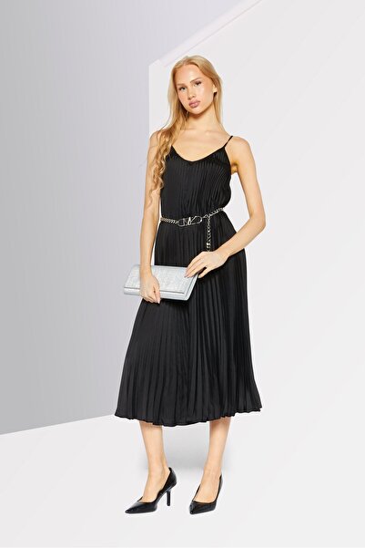 Michael Kors Women Plain Midi Dress, Black