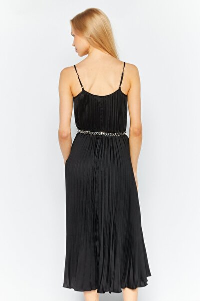 Michael Kors Women Plain Midi Dress, Black