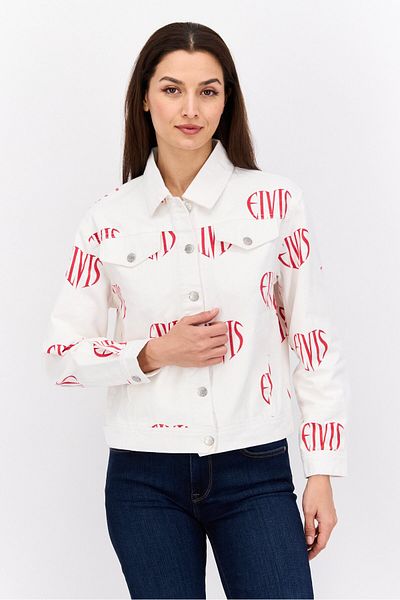 Elvis Presley Women Printed Jacket Shirt, Off White