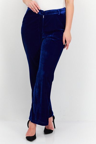 Bcbgeneration Women Regular Fit Wide Leg Velvet Pants, Blue