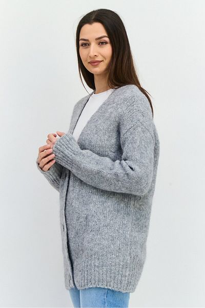 Hugo Boss Women V-Neck Textured Cardigans, Grey