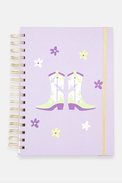 Paperbuzz Floral Print Notebook, Purple Combo
