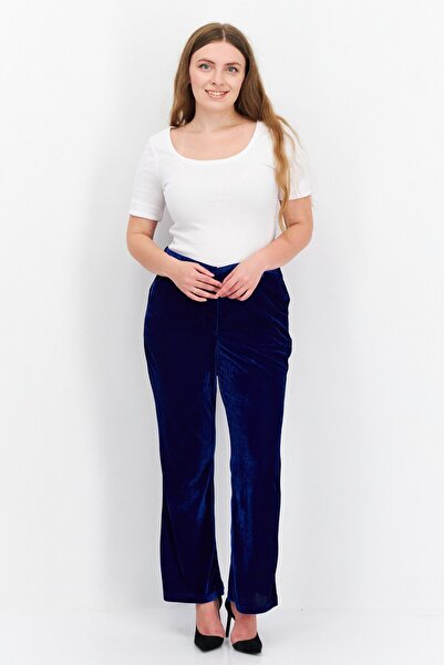 Bcbgeneration Women Regular Fit Wide Leg Velvet Pants, Blue