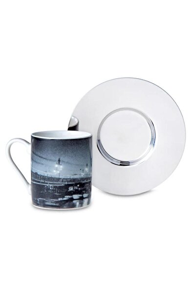 Jumbo Night at the Istanbul Modern Othmar Pferschy-Galata Bridge Coffee Cup Set for 2 People - 1000102