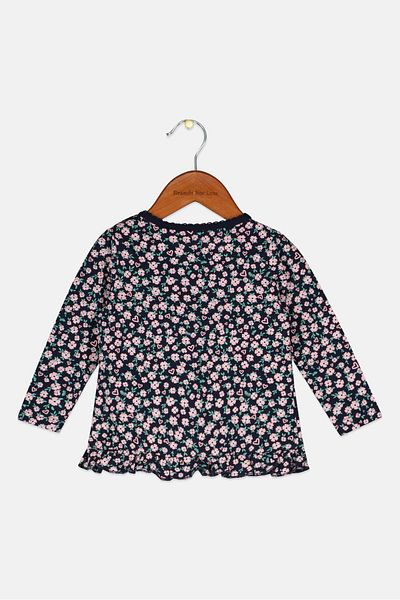 s.Oliver Toddlers Girl Floral Print Long Sleeve Top, Navy