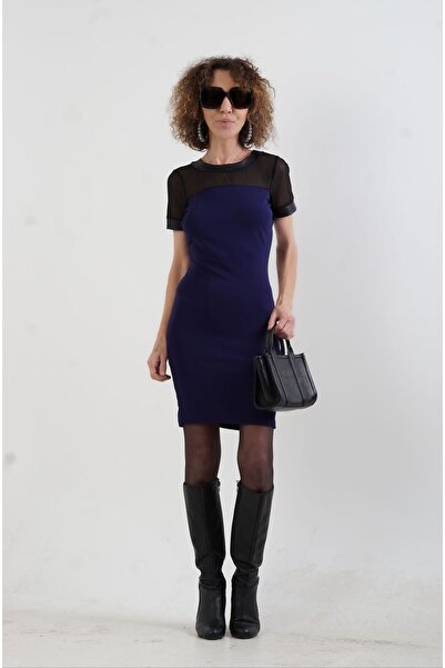 Zelish My Sister Сукня з тюлю та шкіри з деталями з біє